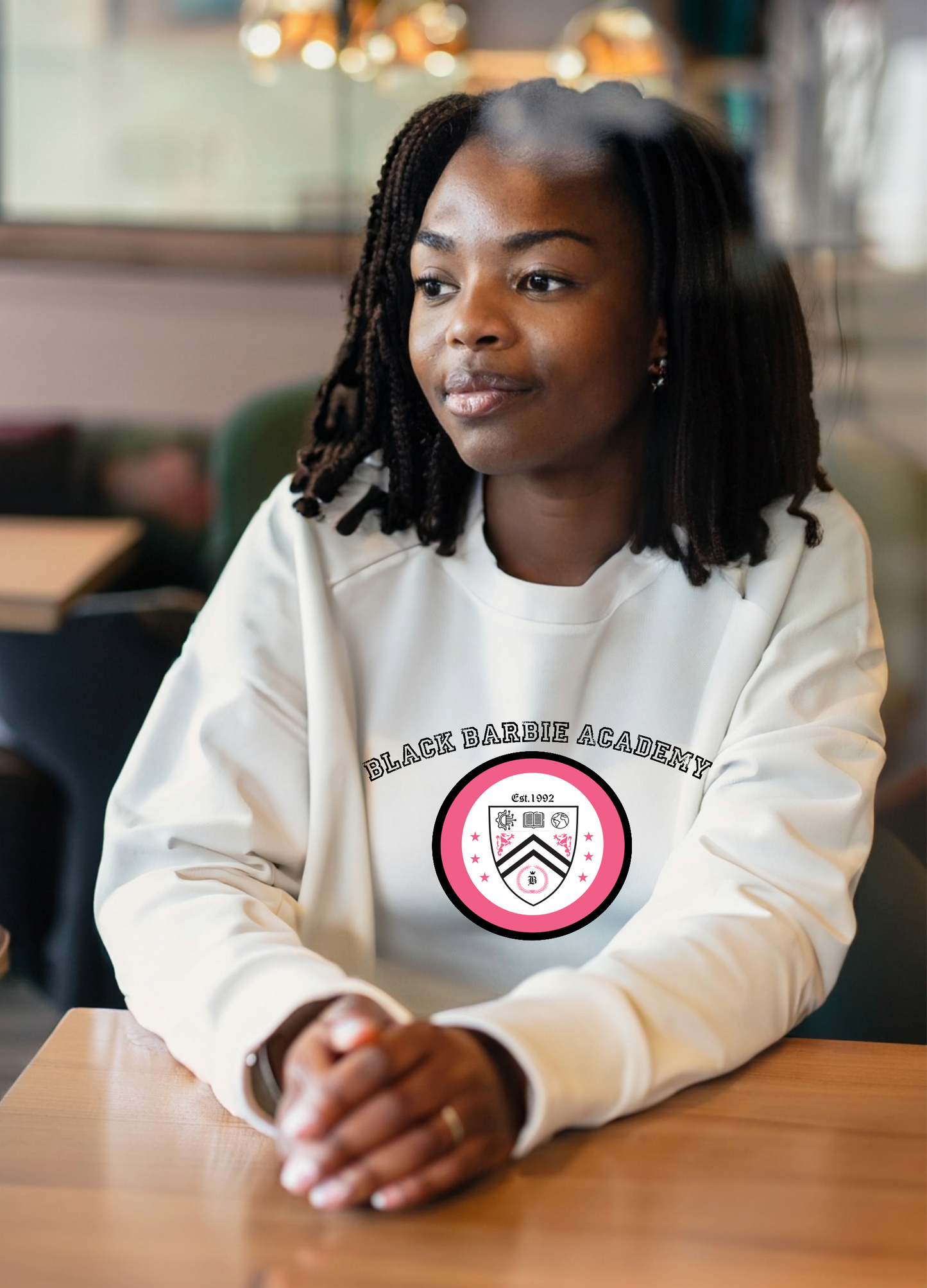 "Black Barbie Academy wl Seal Logo " Adult Sweatshirt